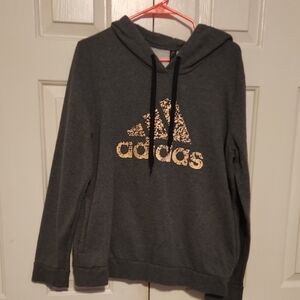 Adidas Charcoal Hoodie with Metallic Gold Logo